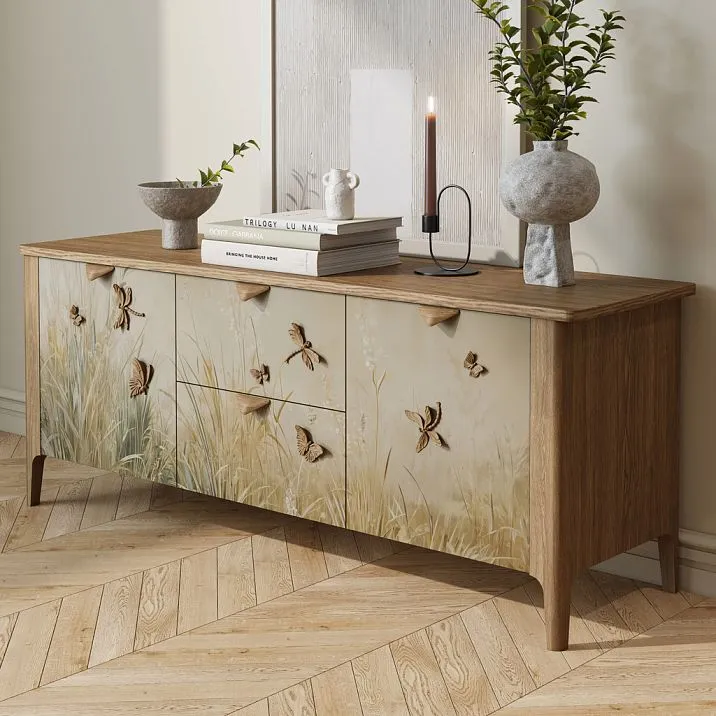 Carved Inlay N-482R Photo in Interior - Butterfly on a Cabinet