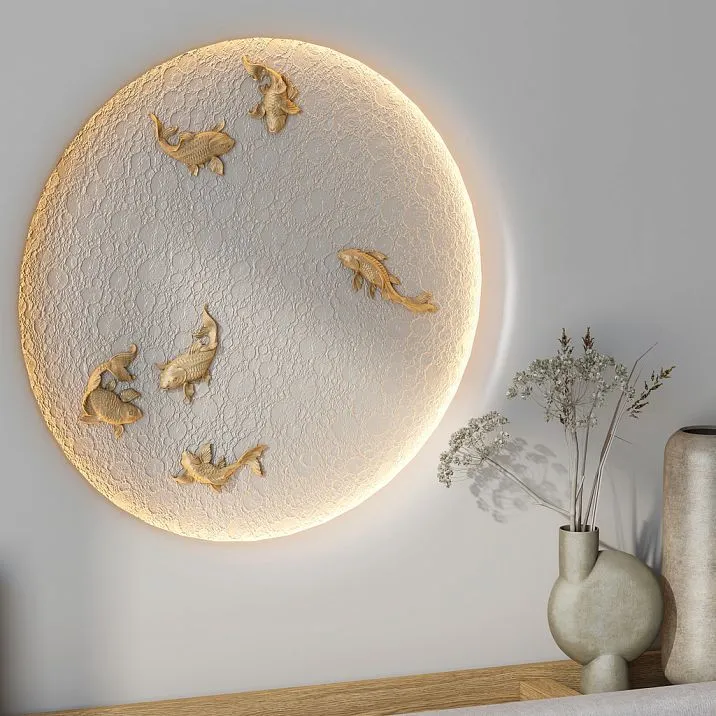 Carved applique N-486 from solid oak and beech in fish shape for interior finishing