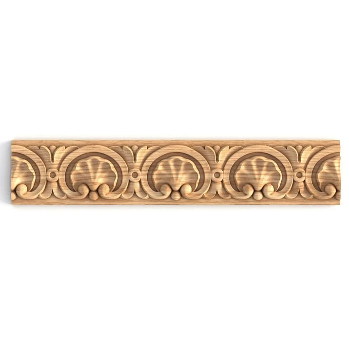 Carved trim K-080 made of oak and beech with 'acanthus leaf' ornament for decorating facades, doors, frames, and classical architectural elements