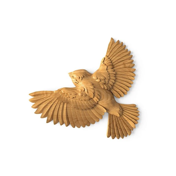 Wooden decor N-492R in the form of a bird, made of natural wood.