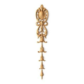 Carved wooden overlay N-499 from solid oak with laurel garland and cartouche &mdash; vertical decor for furniture and interior
