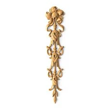Carved wooden overlay N-501 made of solid oak with floral ornament &mdash; vertical decor for furniture and interior