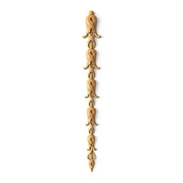 Carved wooden overlay N-502 made of solid oak &mdash; openwork vertical decor with a cascade of bells for furniture and interior