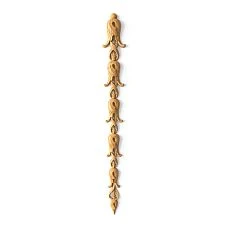 Carved wooden overlay N-502 made of solid oak &mdash; openwork vertical decor with a cascade of bells for furniture and interior