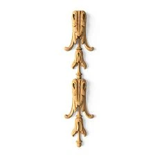 Carved wooden overlay N-505 with acanthus and volutes made of solid oak &mdash; vertical classic decor for furniture and interior