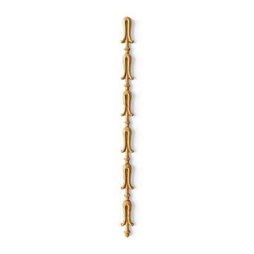 Narrow carved wooden overlay N-506 made of solid beech for enamel &mdash; a thin vertical decor for furniture facades and doors