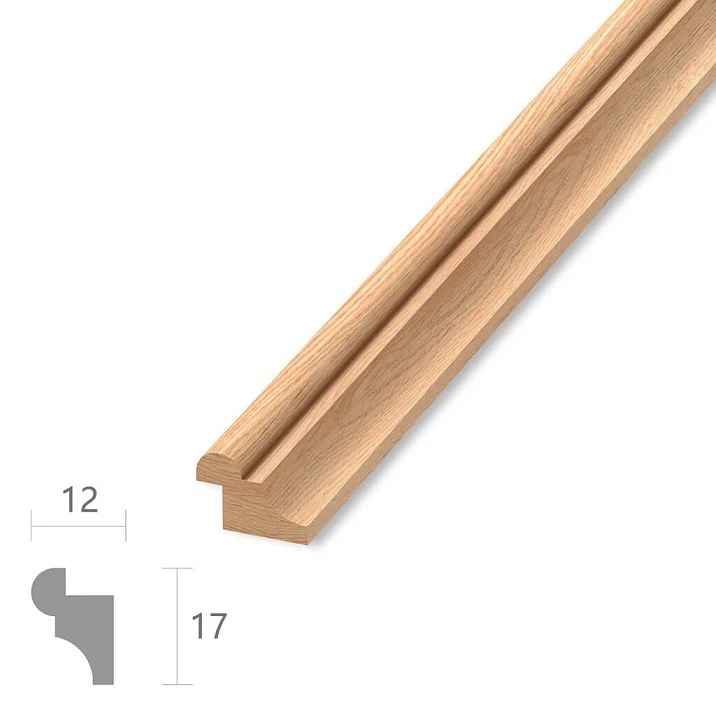 Wooden molding MLD-019.1 17&times;12 mm made of oak or beech for furniture and facades
