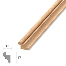Wooden molding MLD-019.1 17&times;12 mm made of oak or beech for furniture and facades