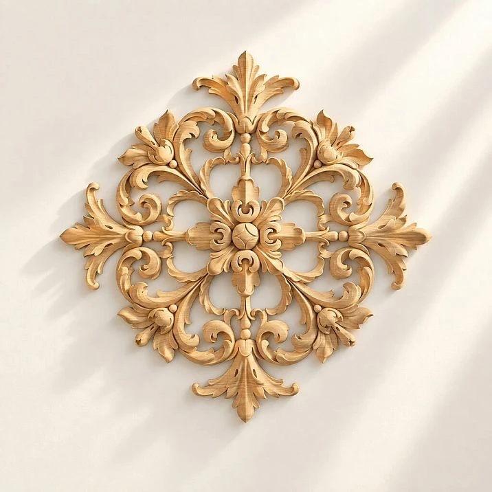 Oak or beech appliqu&eacute; N-421 with carved flowers and leaves