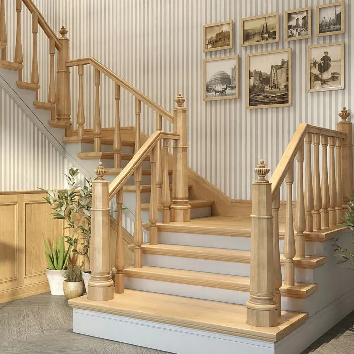 Wooden staircase with balusters L-120