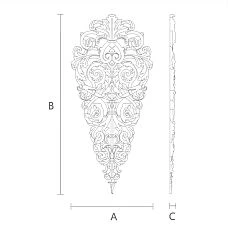 Carved Insert N-329 - Wooden Decorative Element with Beautiful Carving Drawing