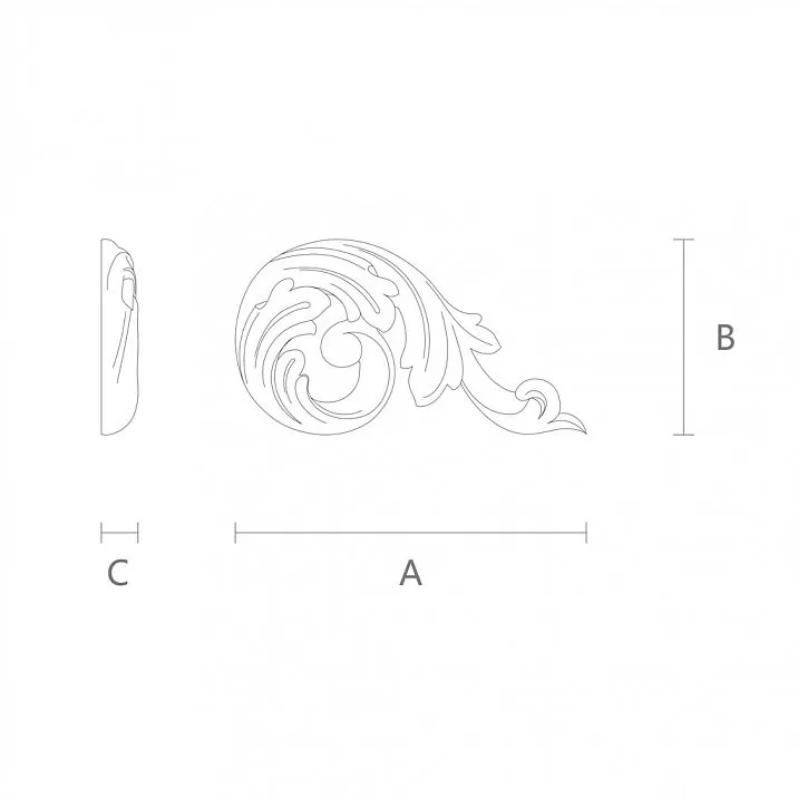 Mounted element N-119RL for classic home decor drawing