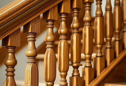 Standard-sized wooden balusters for staircase, professional design of safe structures
