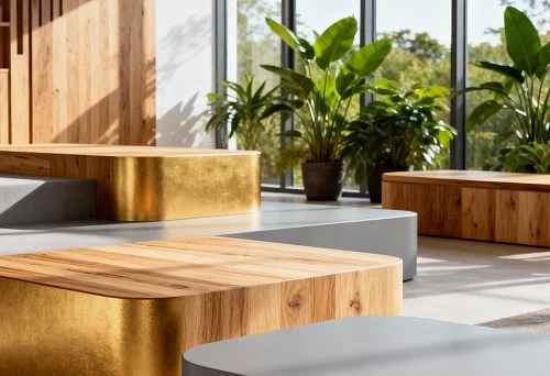 Eco-Friendly Interior with Oak and Beech Furniture and Polyurethane Elements in Modern Eco-Design
