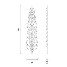 Wooden applique N-243 for decorative finishing of wooden houses, drawing for dimensions