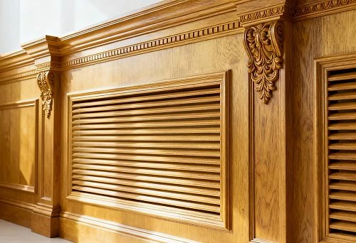 Wooden wall decor with classic moldings and ornamentation