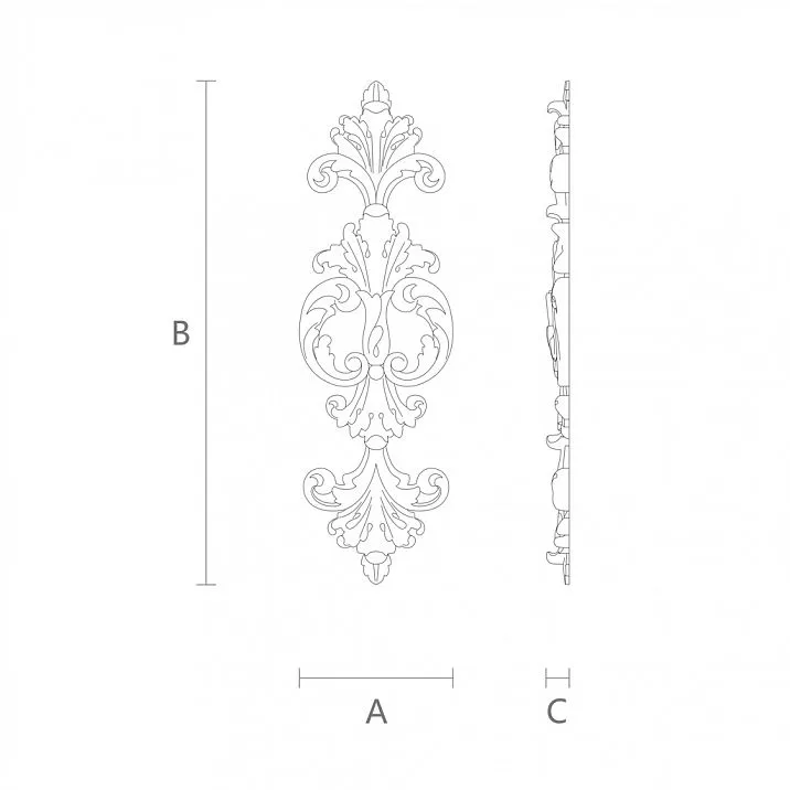 Wooden applique with carving and 3D effect drawing