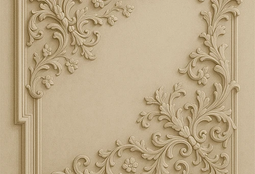 Polyurethane Ceiling Molding with Elegant Floral Ornamentation