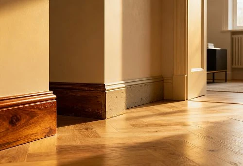 Wooden skirting boards in interior design, showcasing style differences between SPB and Moscow