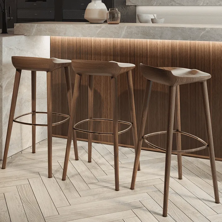 Bar Stool Hygge 003-002 in brown color, dark
