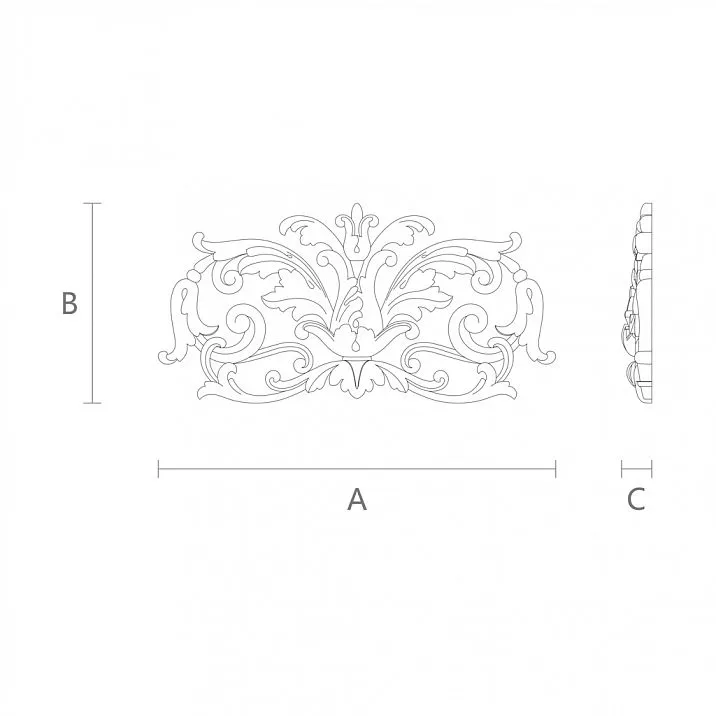 Wooden decorative element N-040 with floral carving design