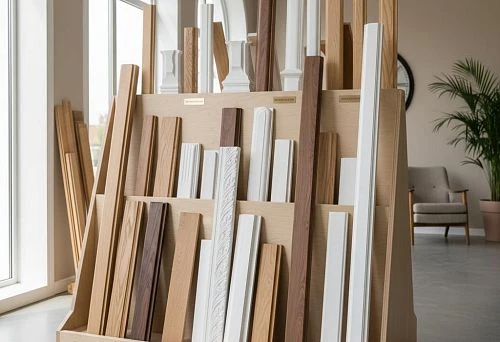 Wood, MDF, and PVC Trim Samples for Comparison When Choosing