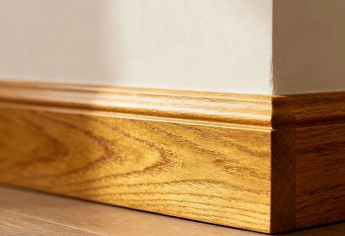 Wooden skirting board in the interior of a St. Petersburg apartment