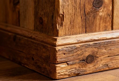 Wooden Skirting Board Moscow in Interior with Natural Wood Texture