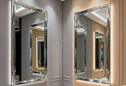 Modern panels and mirror compositions on the wall