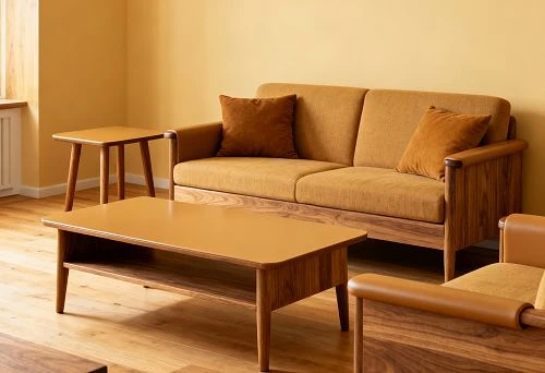 Furniture with polyurethane elements in minimalist design.