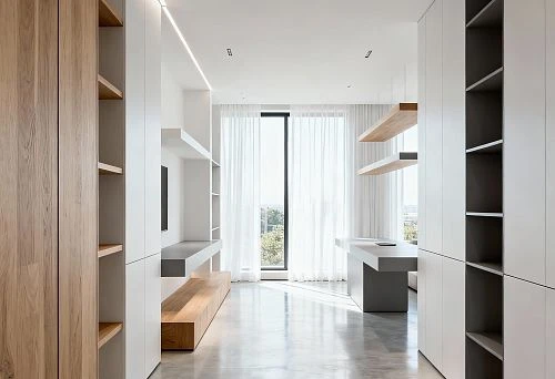 Modern Minimalist Interior with Wood and STAVROS Polyurethane Elements