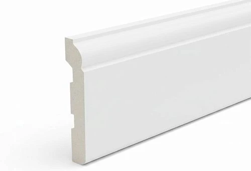 White MDF Skirting Board for Painting with Relief Profile for Modern Interiors