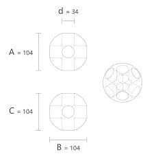Diagram of product KN-020 for assembling the construction set, indicating the diameter of the connecting hole.