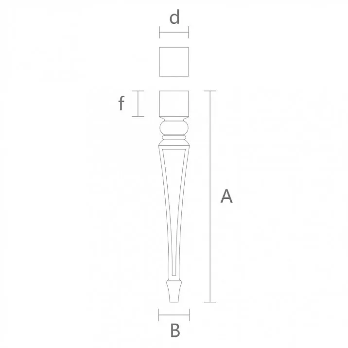 Drawing of oak legs for console