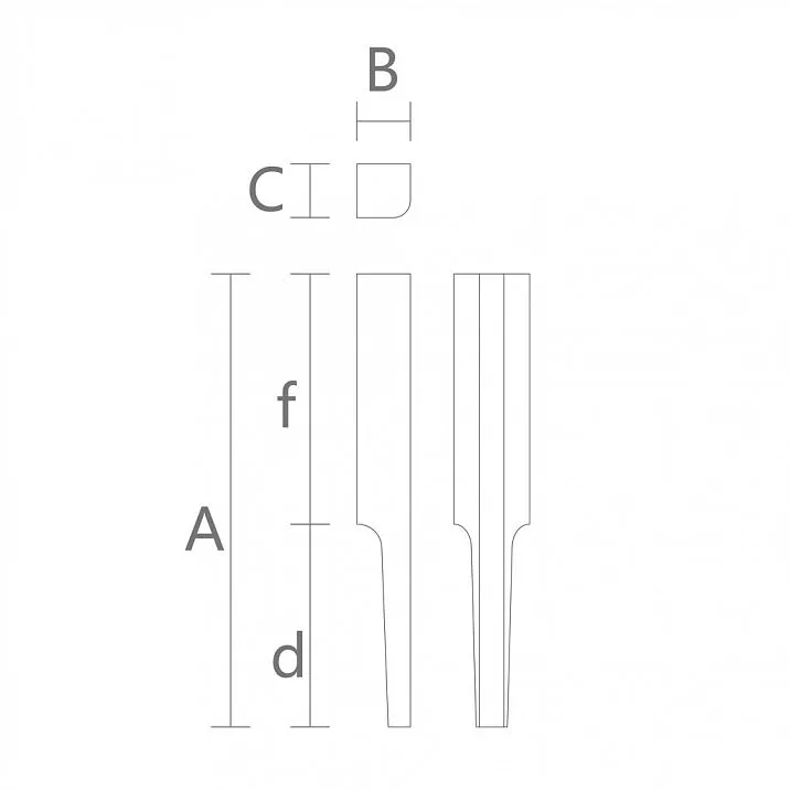Geometric furniture leg MN-186-1 from oak and beech, drawing