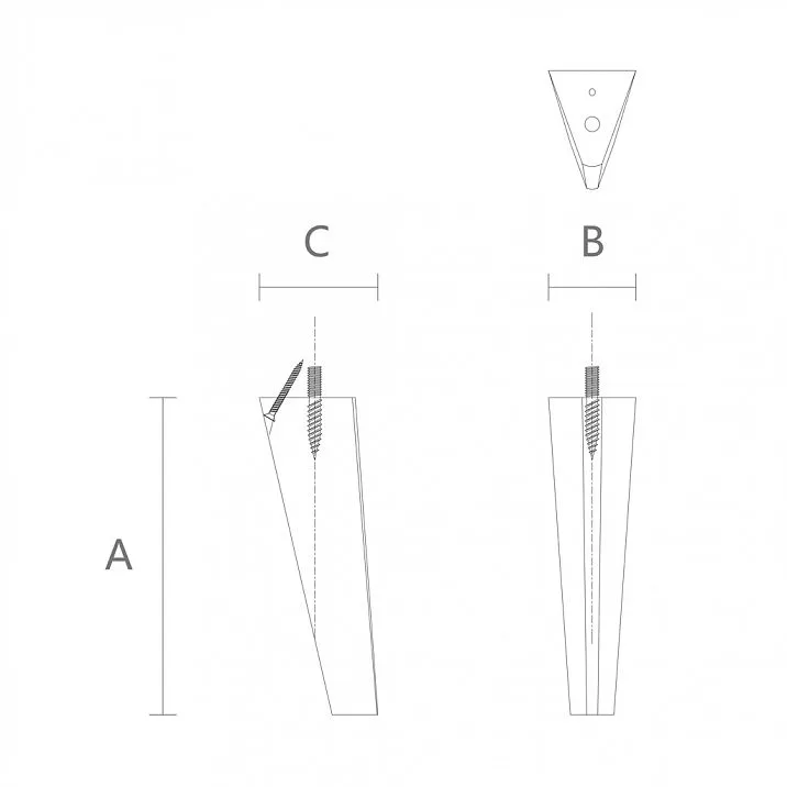 Drawing of beveled wooden leg