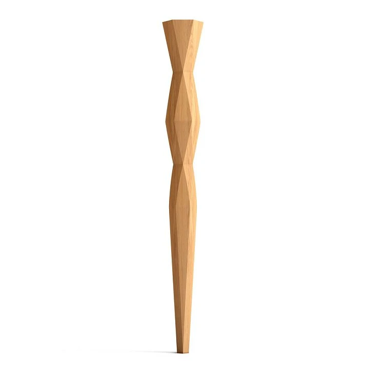Wooden leg with carved pattern for a table or console