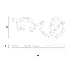 Wooden decorative element N-284L with wood carving drawing