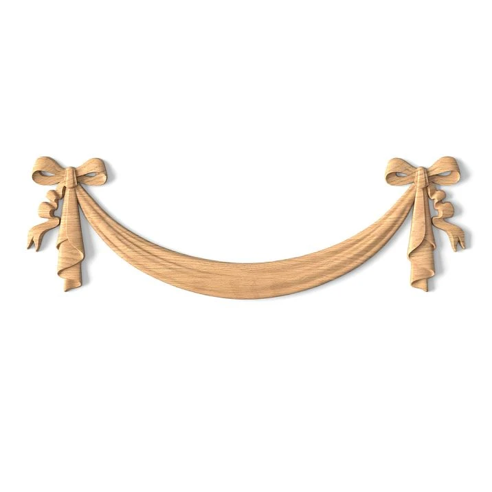Carved overlay N-078 made of wood with bows for decoration