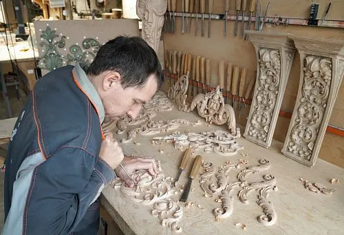 Carved wood relief