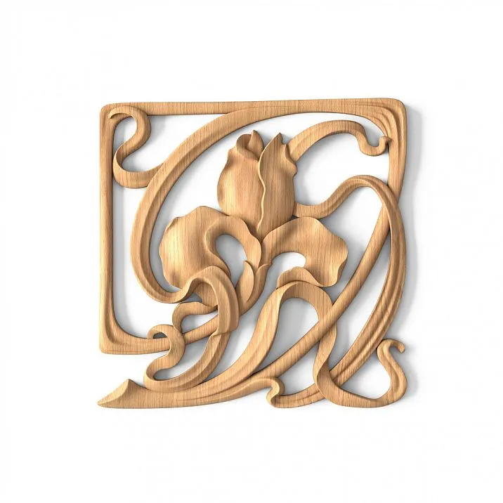 Carved overlay N-273R made of wood with abstract pattern