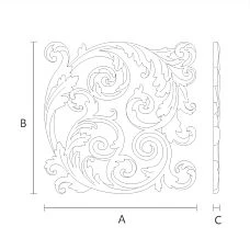 Wooden inlay with carved decoration - buy wooden carved decor in Moscow, drawing