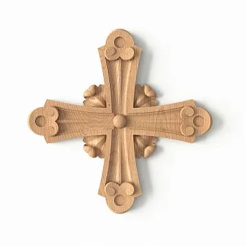 Carved cross IKN-007 from beech &mdash; wooden cross for church decor