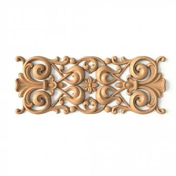 Carved applique IKN-013 from oak &mdash; decorative element with elegant floral ornament for church decor.