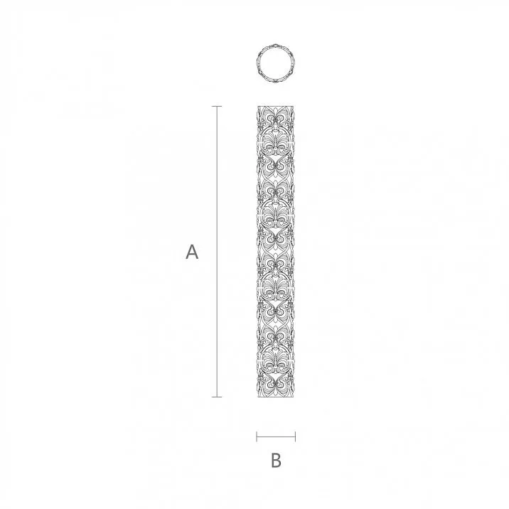 Carved Column IKN-018 wooden drawing