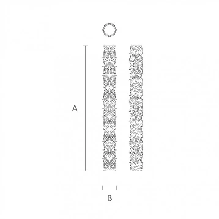 Carved Column IKN-019 for iconostasis drawing