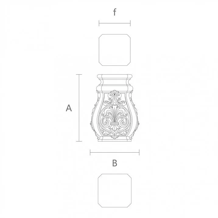 Carved Base for Column IKN-021, drawing detail for iconostasis