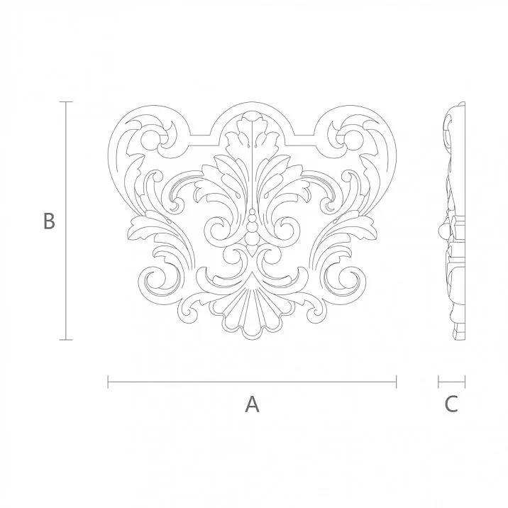 Wooden carved insert N-216 for interior decoration drawing
