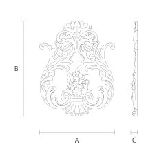Drawing of Carved Inlay N-238 from Solid Wood