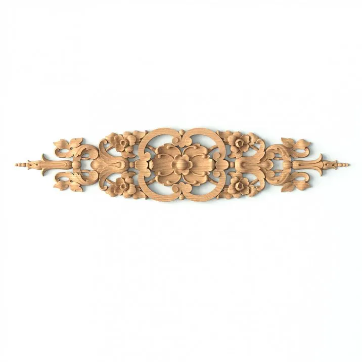 Wooden overlay with relief floral pattern for interior decoration